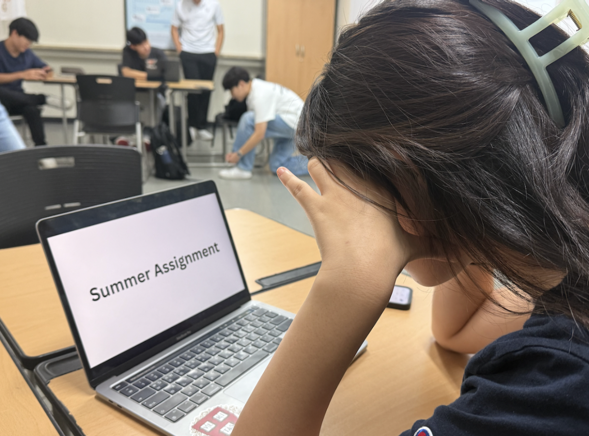 Student stressing with the AP summer assignments 
