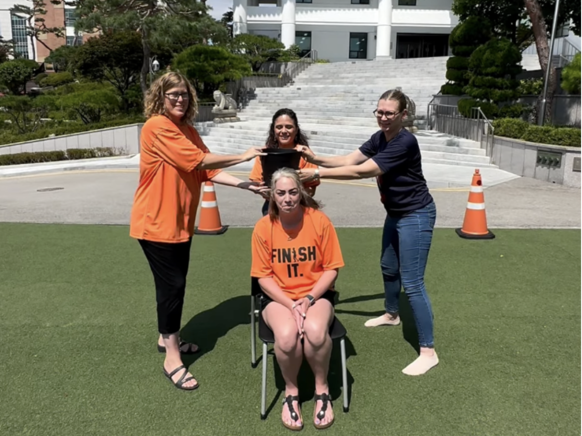 Counselors raising awareness for the Terry Fox Run through the Ice Bucket Challenge.
