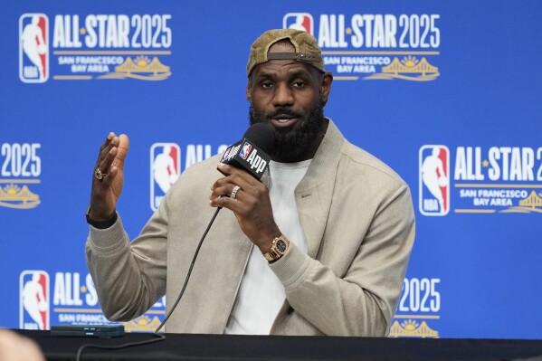 LeBron James speaks at the NBA All-Star press conference
