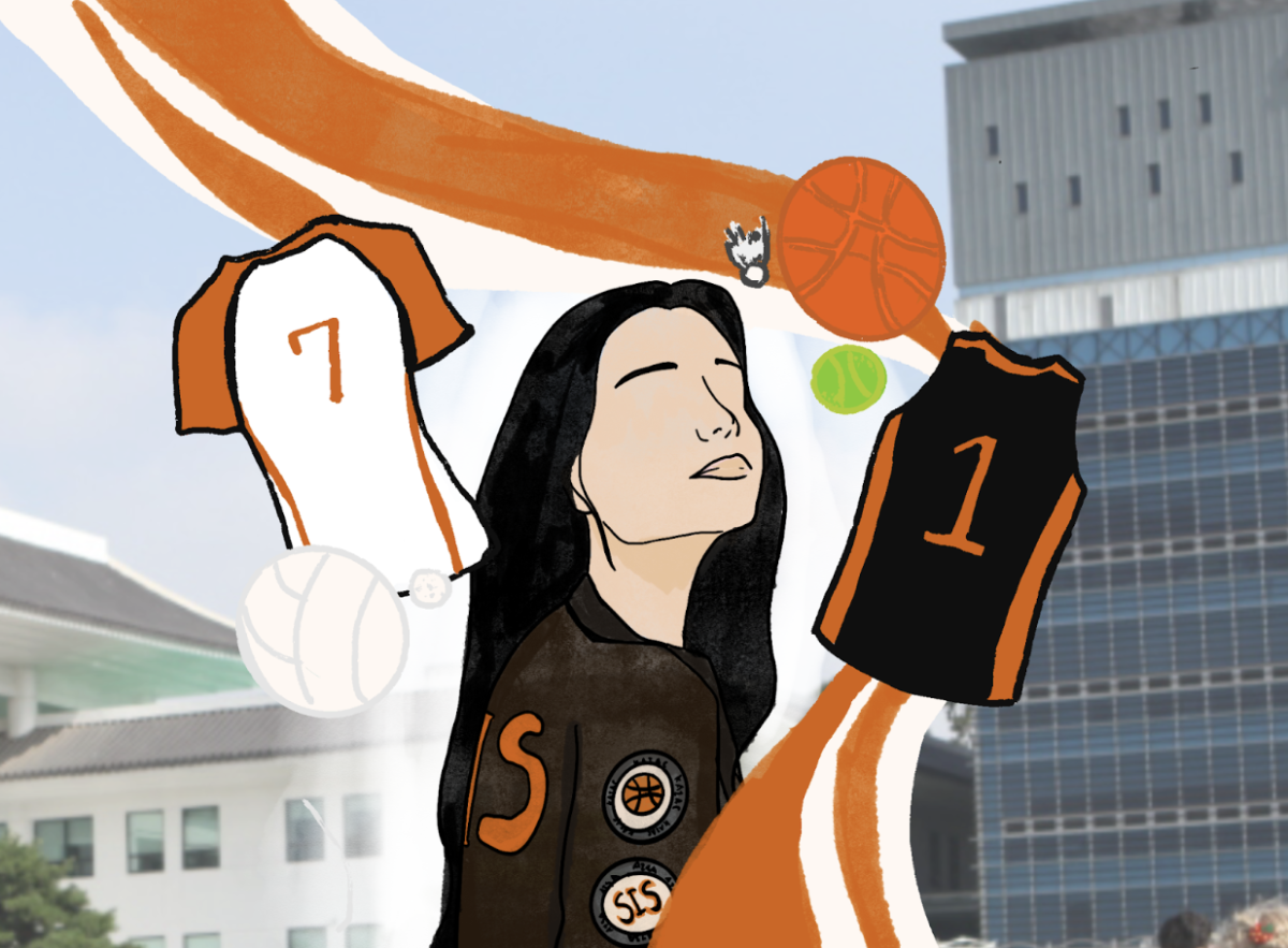 Graphic of SIS student among new uniforms