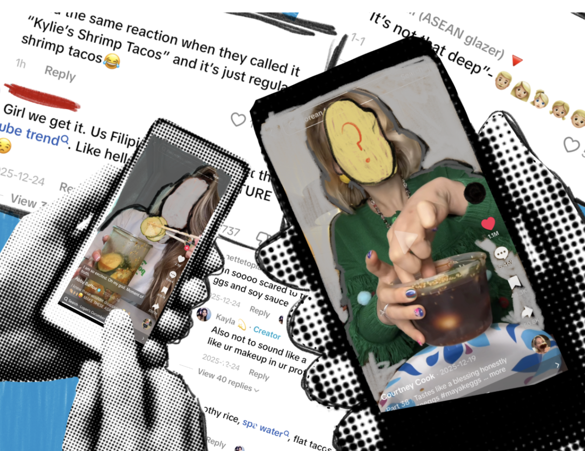 Graphic of mukbangers uploading reels with online backlash 